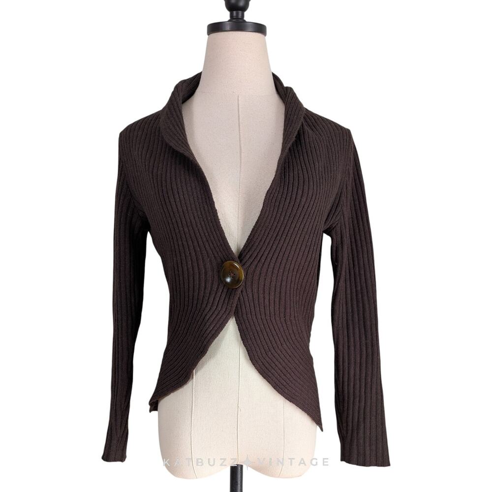 Vintage Talbots Cardigan Sweater Ps Brown Cashmere Silk Y2K Grunge Whimsigoth